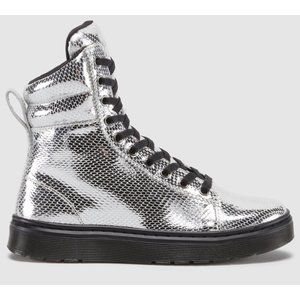 Dr Martens Mix silver snakeskin sneaker boots, UK 4